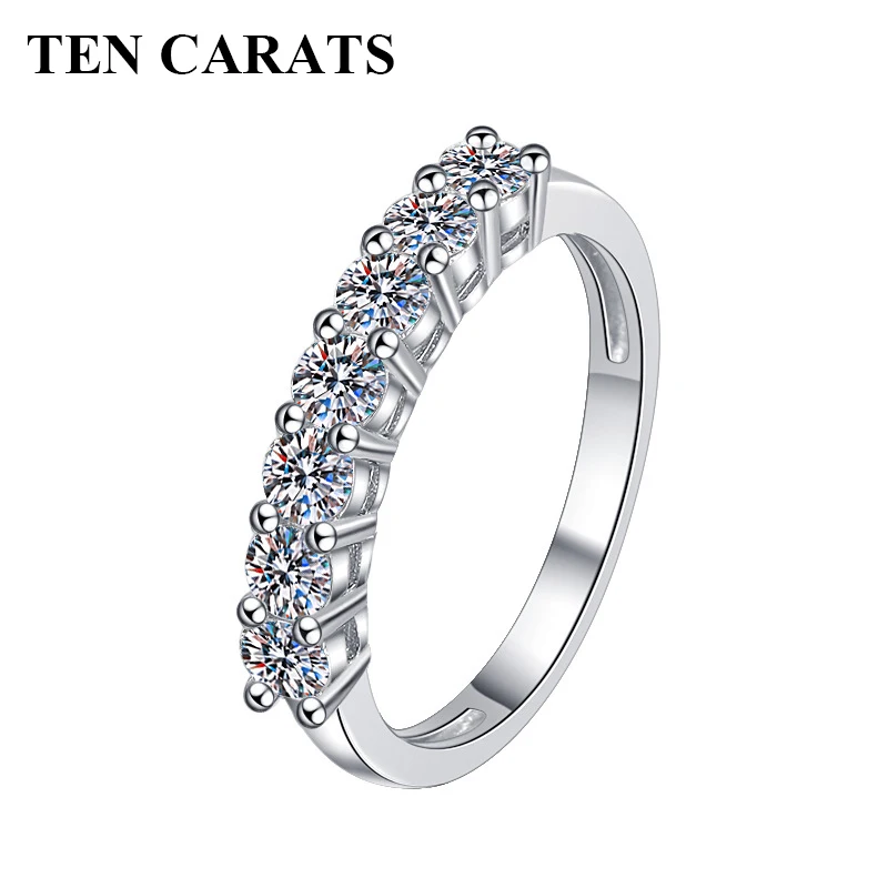 

TEN CARATS Moissanite Rings for Women S925 Silver Matching Wedding Diamonds Band Stackable Ring White Gold Gift