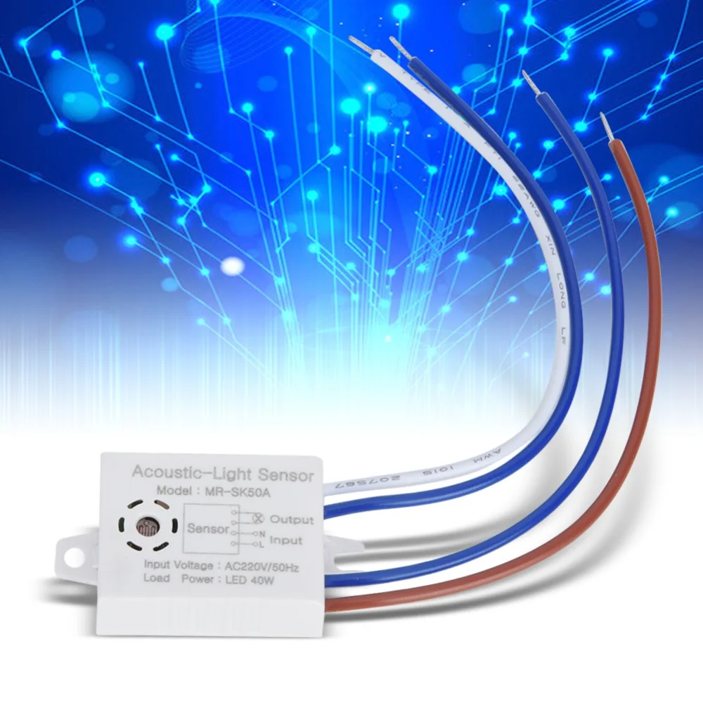 5 قطعة MRSK50A LED مفتاح التحكم في الصوت والضوء حساسية عالية صوت المنشط الكهروضوئي التبديل IP22 مقاوم للماء