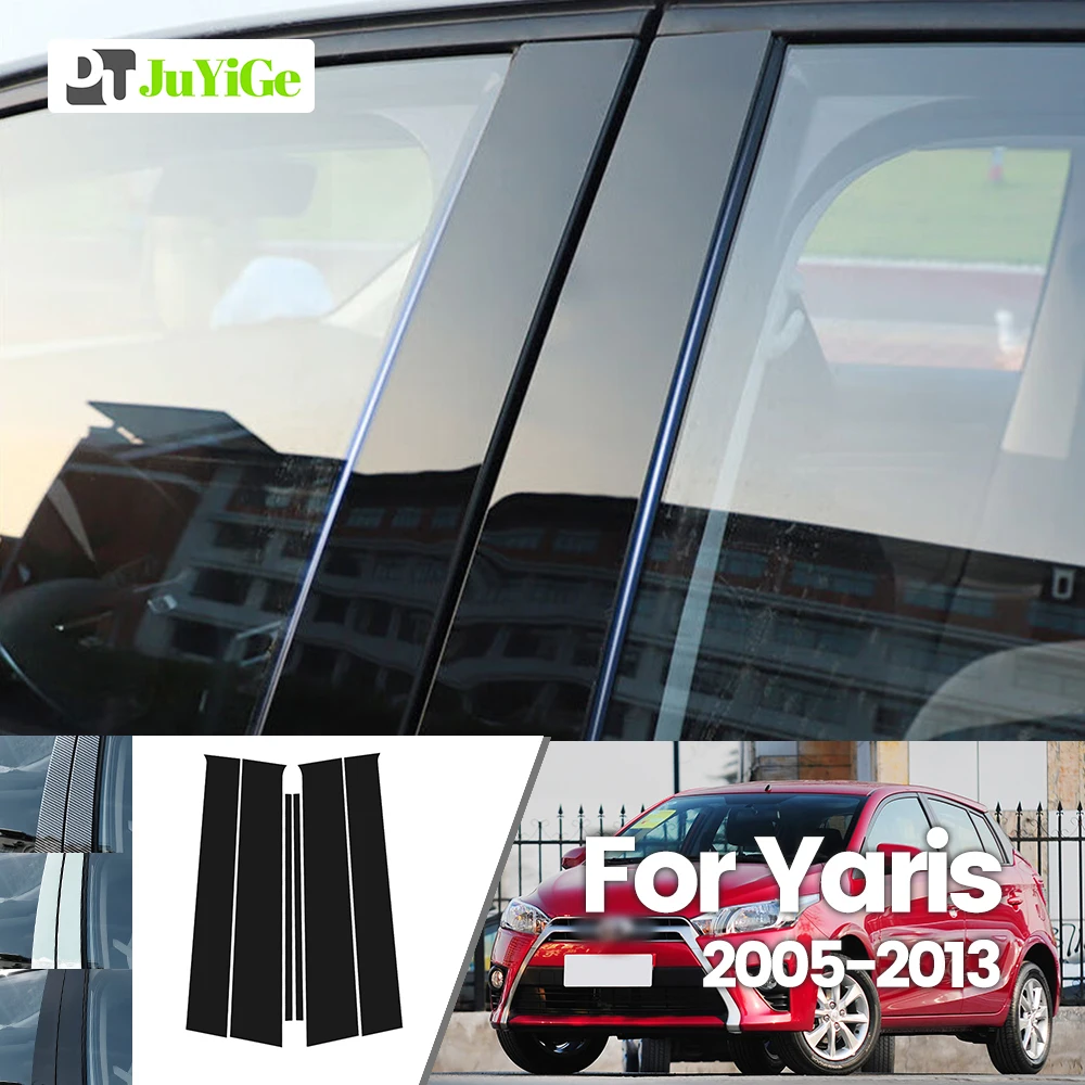 For Toyota Yaris XP90 2005-2013 2006 2007 2008 2009 2010 2011 2012 Bright Black Carbon Fibre Window Door B C Sticker