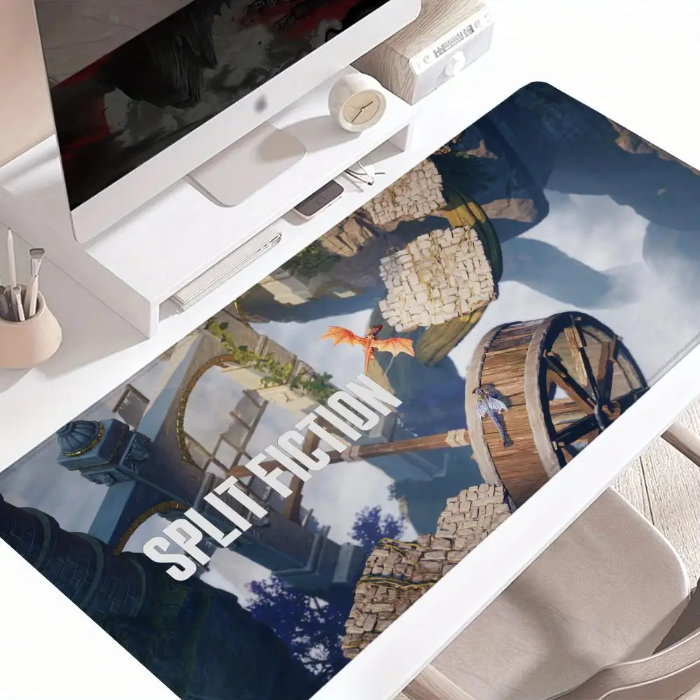 New S_SPLIT F_FICTION mousepad, XXL 90x40cm, stitched mousepad for keyboard and mouse, gaming accessory, computer accessory.