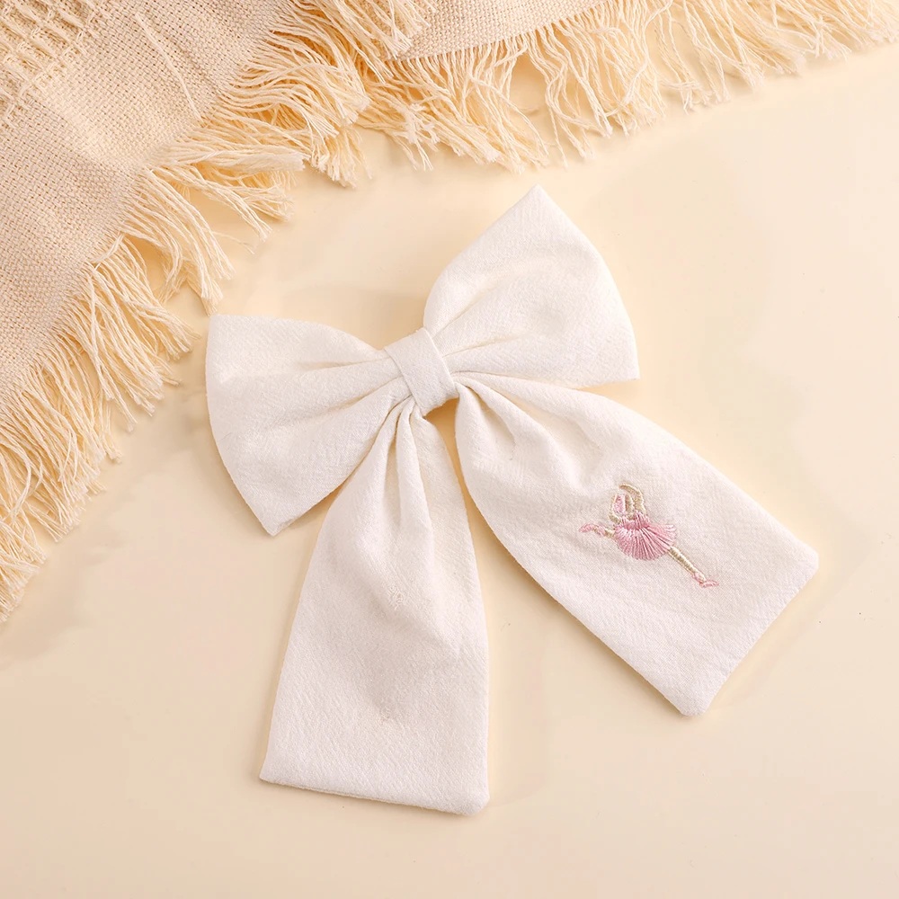 Ballet Theme Bows Hair Clips For Girls Cute Handmade Embroidered Dancer Barrette Performance Daily Headwear Hair Accessories
