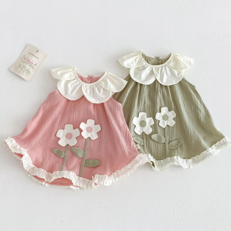 

Girl's Three-dimensional Flower Pattern Children's 2026 New Summer Lace Princess Thin Dress