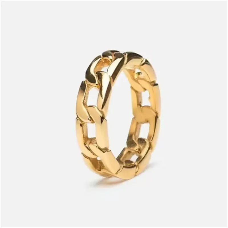 Hollow Out Chain Ring 316L Stainelss Steel Jewelry Punk Style Men Women  Fashion Ring