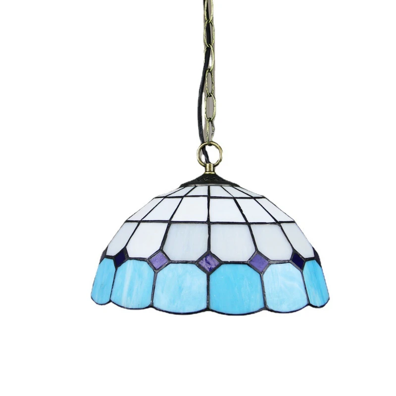 Retro Tiffany Style Colorful Glass Pendant Light LED Bedroom Bedside Bar Counter Restaurant Balcony Creative Decor Hanging Lamps