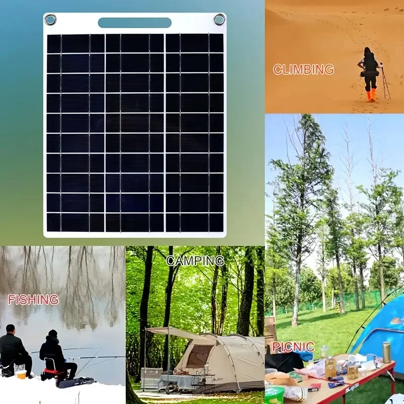 30W Solar Plate 5V Waterproof Solar Panel Portable Dual USB Solar Battery Charger Outdoor Camping Solar Cells Charging