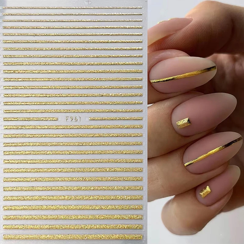 3D Gradient Color French Line Nail Stickers Design French Tip Romance Fashion Nail Accessories for DIY Decoration Stencil Tools