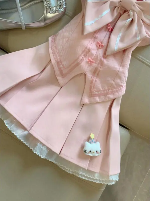 صيف جديد رغبة نقية لطيف عقدة معلقة Ne التخسيس أعلى عالية الخصر مطوي ort تنورة قطعتين مجموعة النساء #2