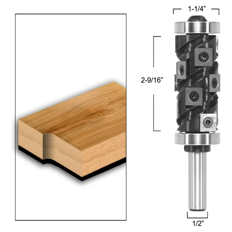 Disposable Helical Router Bit with Top & Bottom Bearings - Multi-Blade Wood Edge Trimming Cutter 285-65-51