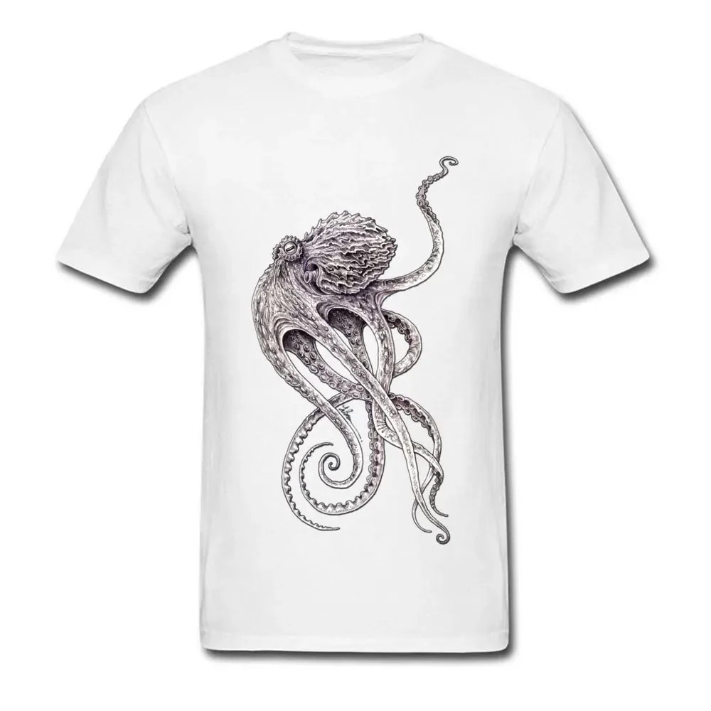 Elegant Octopus TShirt  Retro Black T-shirt Men Steampunk Tops Tees Personalized Short Sleeve TShirt Father Day Gift Cloth