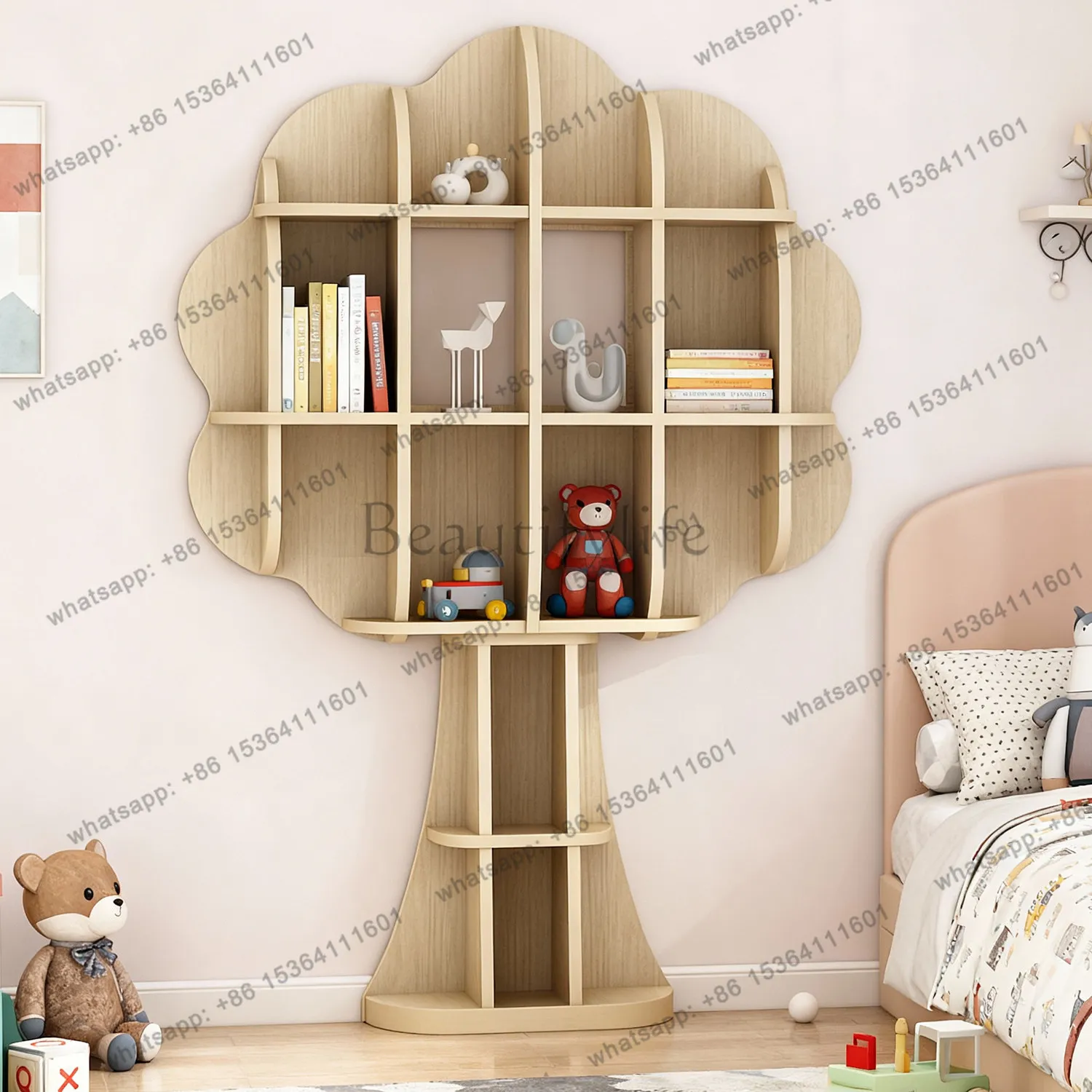 Creative apple tree bookshelf storage wall decoration theme background display stand
