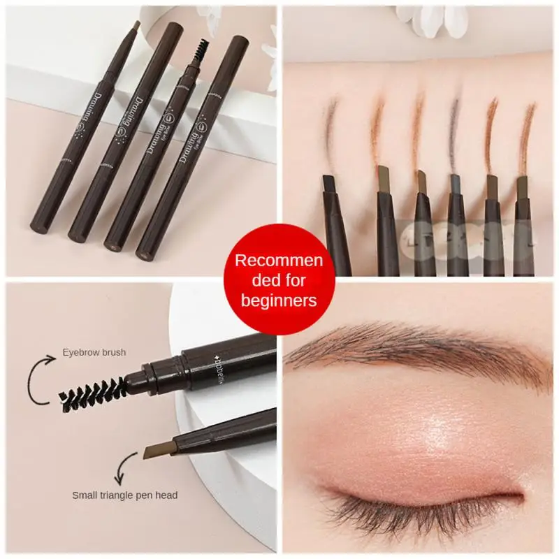 6Colors Double-Ended Eyebrow Pencil Auto Rotating Waterproof Ultra Fine Eyebrow Tattoo Long Lasting Professional Eye Makeup Tool