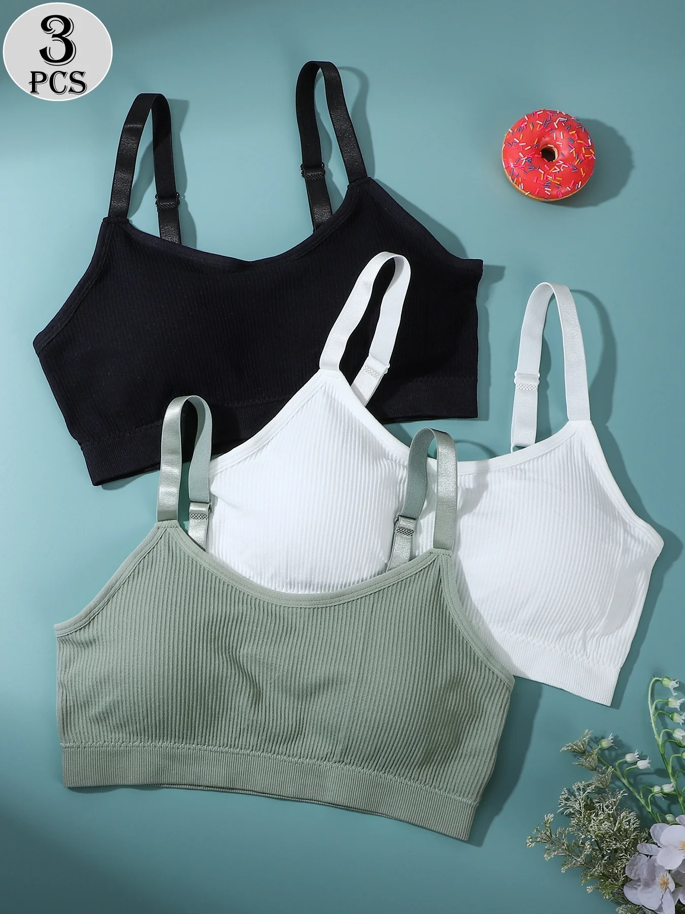 3-Pack - Women's Sports Bra - Cross Style - Fits Body Curves - Removable Cups - No Steel Ring Design to Reduce Chest Compression - Three-Color Set - Meets Different Style Preferences - Reduces Shaking, Suitable for Running, Yoga and Other Sports Scenes