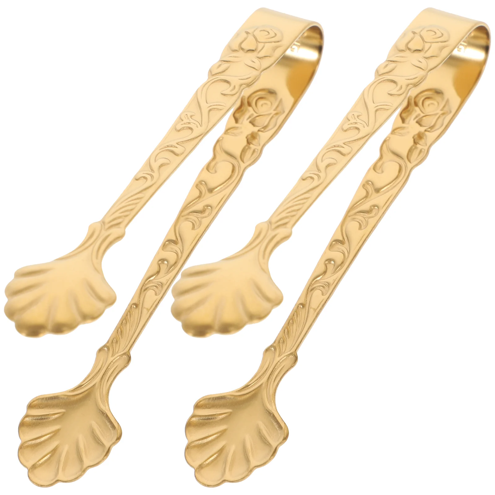 

2 Pcs Buffet Serving Food Clip Clips Kitchen Supplies Golden Stainless Steel Ice Cube