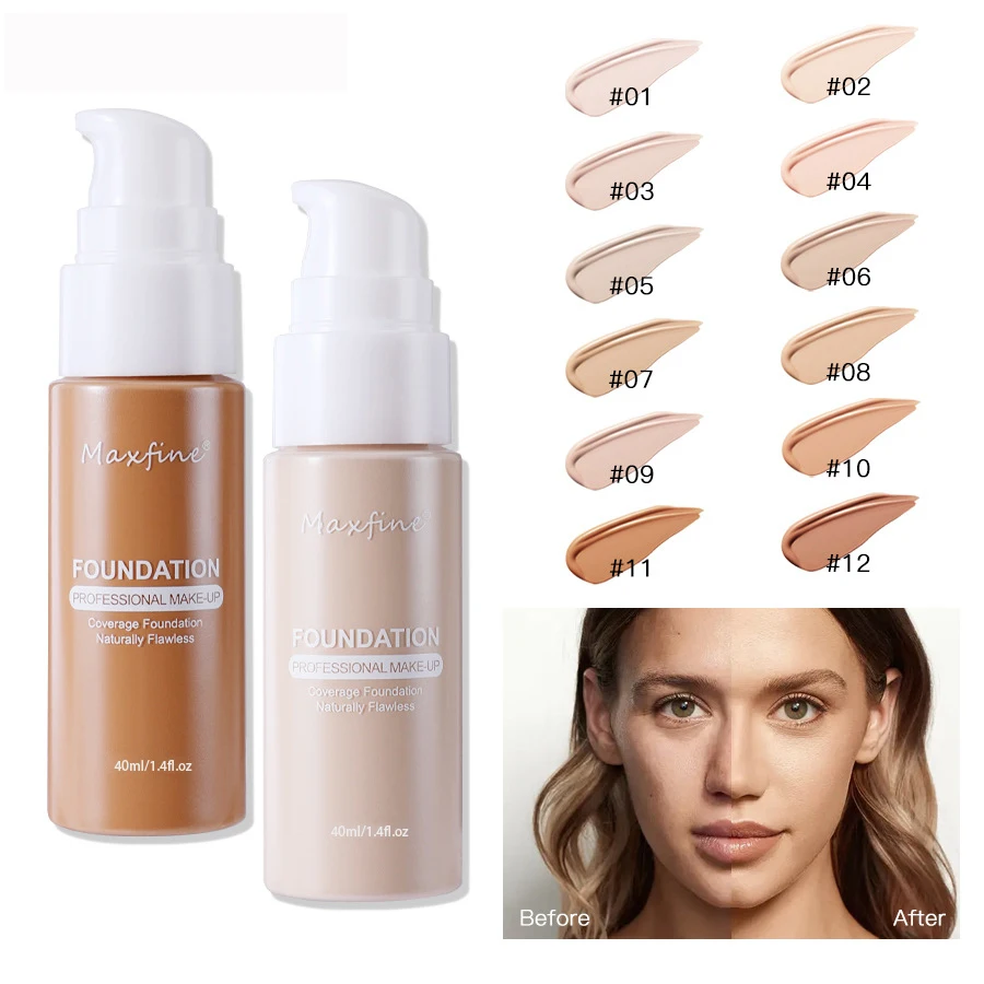 Liquid Foundation Matte High Coverage Waterproof Oil Control Moisturizing Long Lasting Concealer Professional Face Makeup