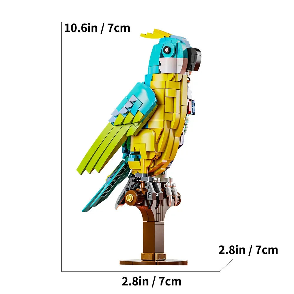 Parrot Model Building Blocks Set, Birds Animal Building Toy, Home Decor and Office Art Creative Gifts for Kids, 688 Pieces