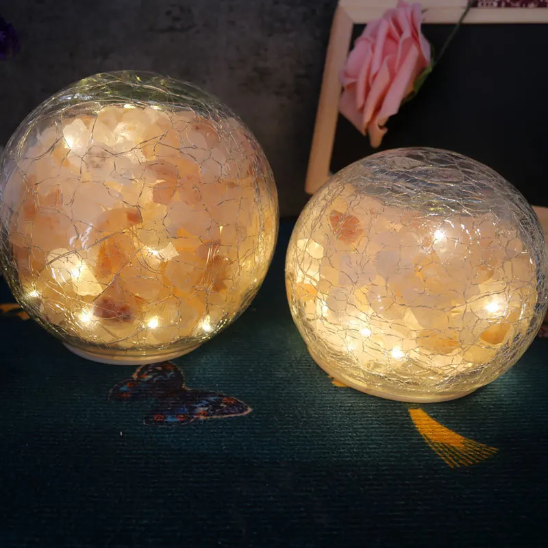 

Cross-border Bestseller Himalayan Salt Lamp, Crackle Glass Salt Lamp, Crystal Salt Lamp, Creative Night Light