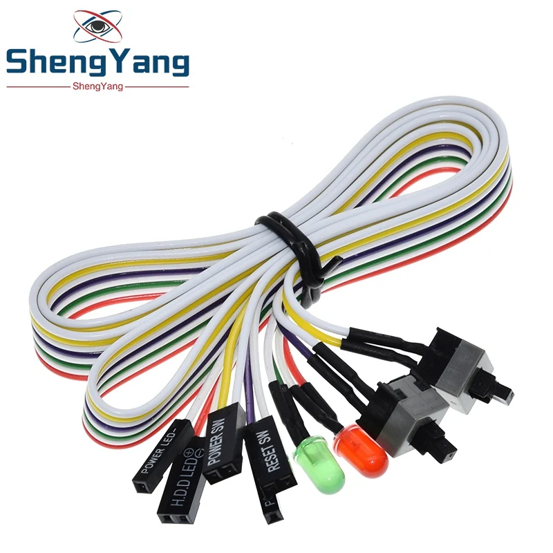 65CM Slim PC Compute Motherboard Power Cable Original On Off Reset with LED Light PC Power Reset Switch Push Button Switch image 5