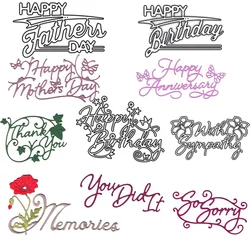 Happy Birthday Thank You Metal Cutting Dies Stencils Letter for DIY Scrapbooking Photo Album Decorative Embossing Crafts Die Cut