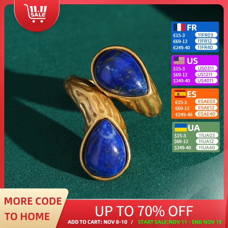 

Винтажные кольца с каплями воды, женские антикварные синие натуральные уникальные ювелирные изделия, женские регулируемые роскошные бренды, наряд на День святого Валентина