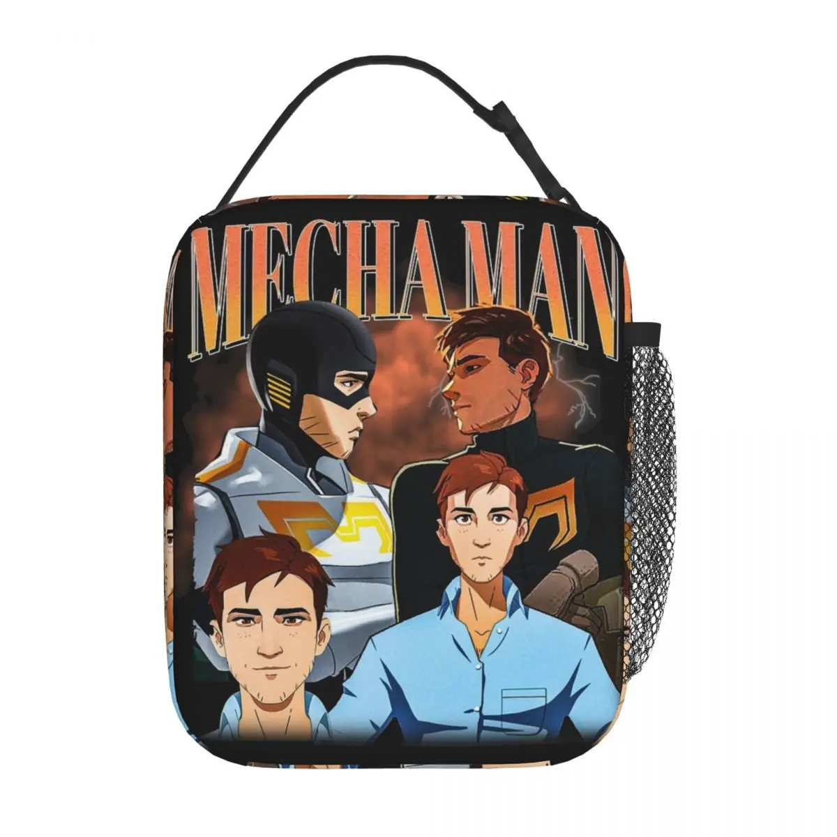 خمر Mecha رجل 90s الرسم نمط إرسال لعبة معزول حقيبة الغداء حقيبة للحفاظ على البرودة وجبة الحاويات حقيبة محمولة علب الاغذية