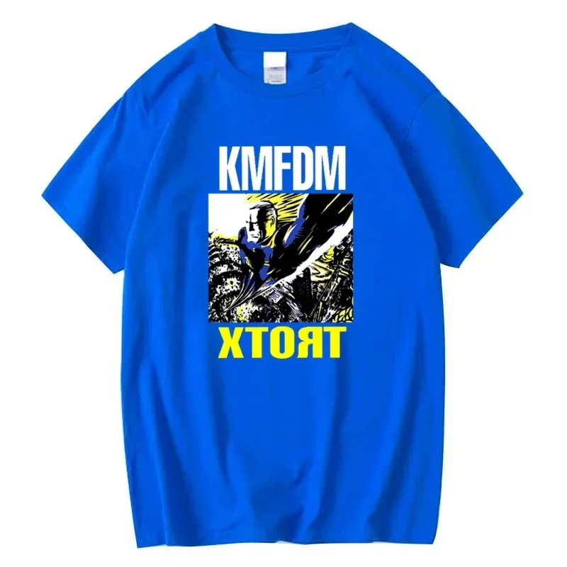 New Causal T Shirts 5XL Mens KMFDM XTORT NEW BLAC Washed Vintage T Shirt Oversized Graphic Clothing Round Neck Summer harajuku