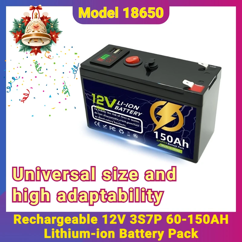 

Model 18650 Rechargeable 12V 3S7P 60-150AH Lithium-ion Battery Pack with USB