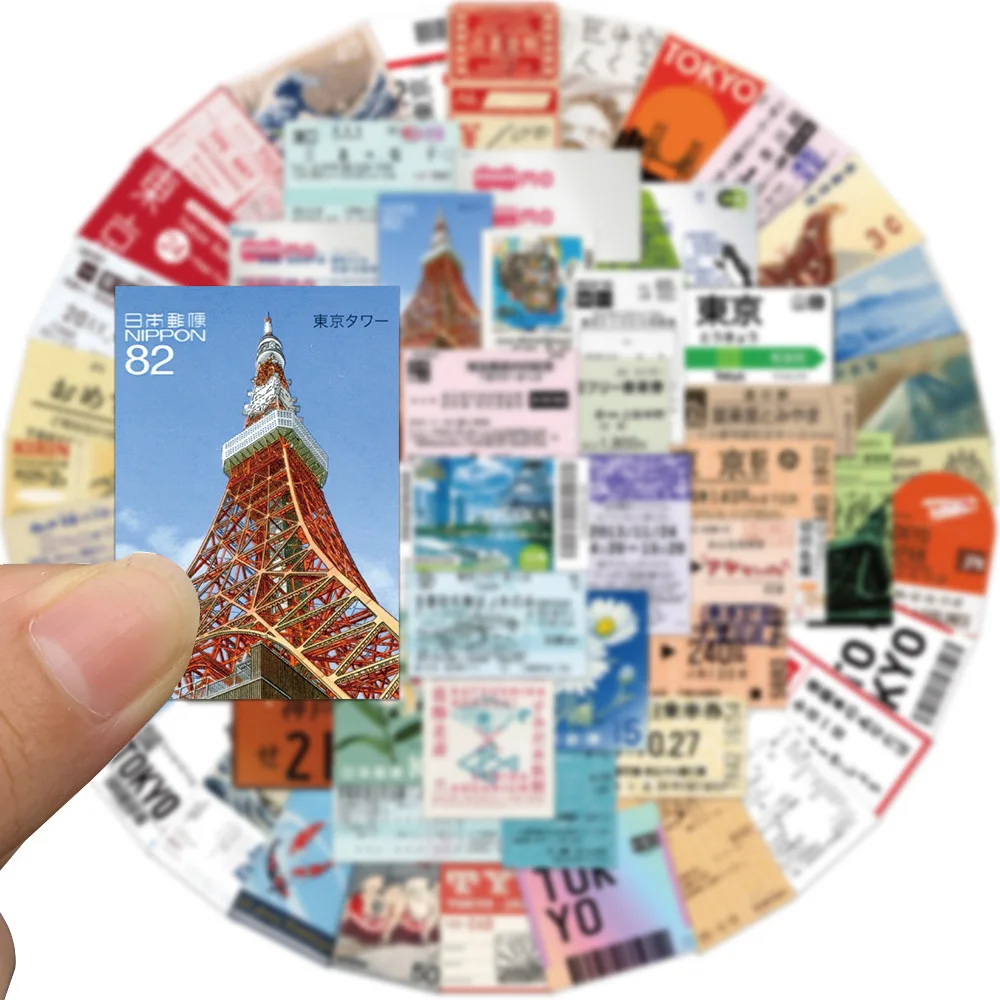 10/60PCS Japan Travel Vintage Ticket Stubs Stickers Waterproof Decal Kids Toy Creative DIY Laptop Phone Water Cup Stationery Box