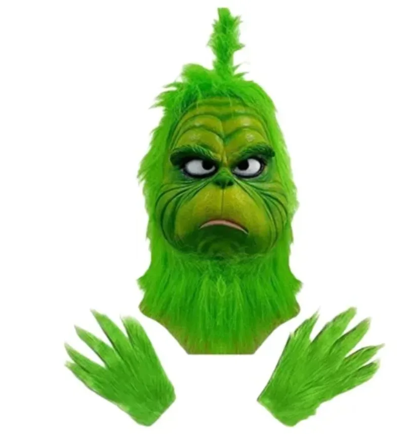 Conjunto de disfraz de Papá Noel para fiesta de Navidad, graduación, juego de rol para adultos, monstruo verde peludo, traje de Cosplay de Halloween, guantes, máscara