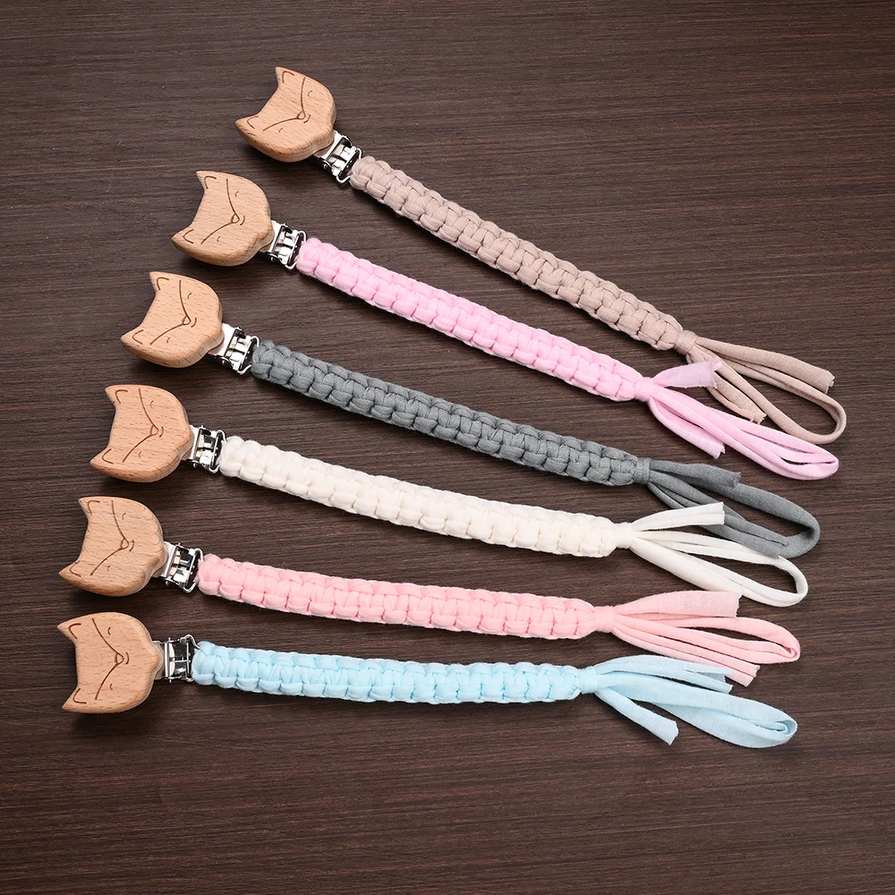 1Pc New Pacifier Clip Chian Holder Beech Wooden Clips Teether Toy for Baby Chew Rattles  Newborn Nursing Accssories