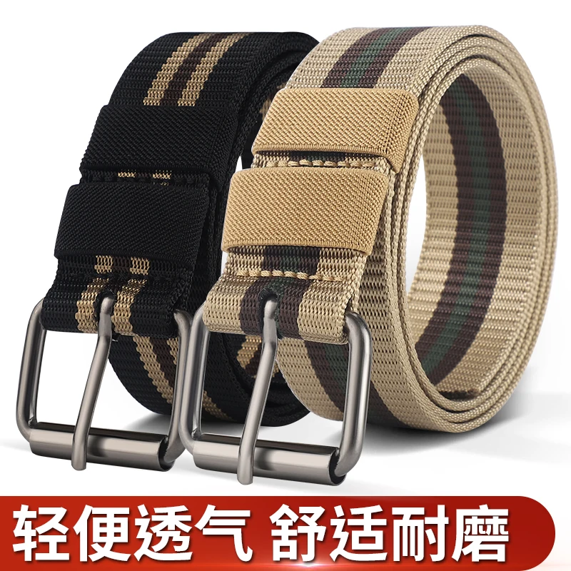 New men's extended needle buckle canvas waistband for middle-aged and young  outdoor nylon woven belt casual be