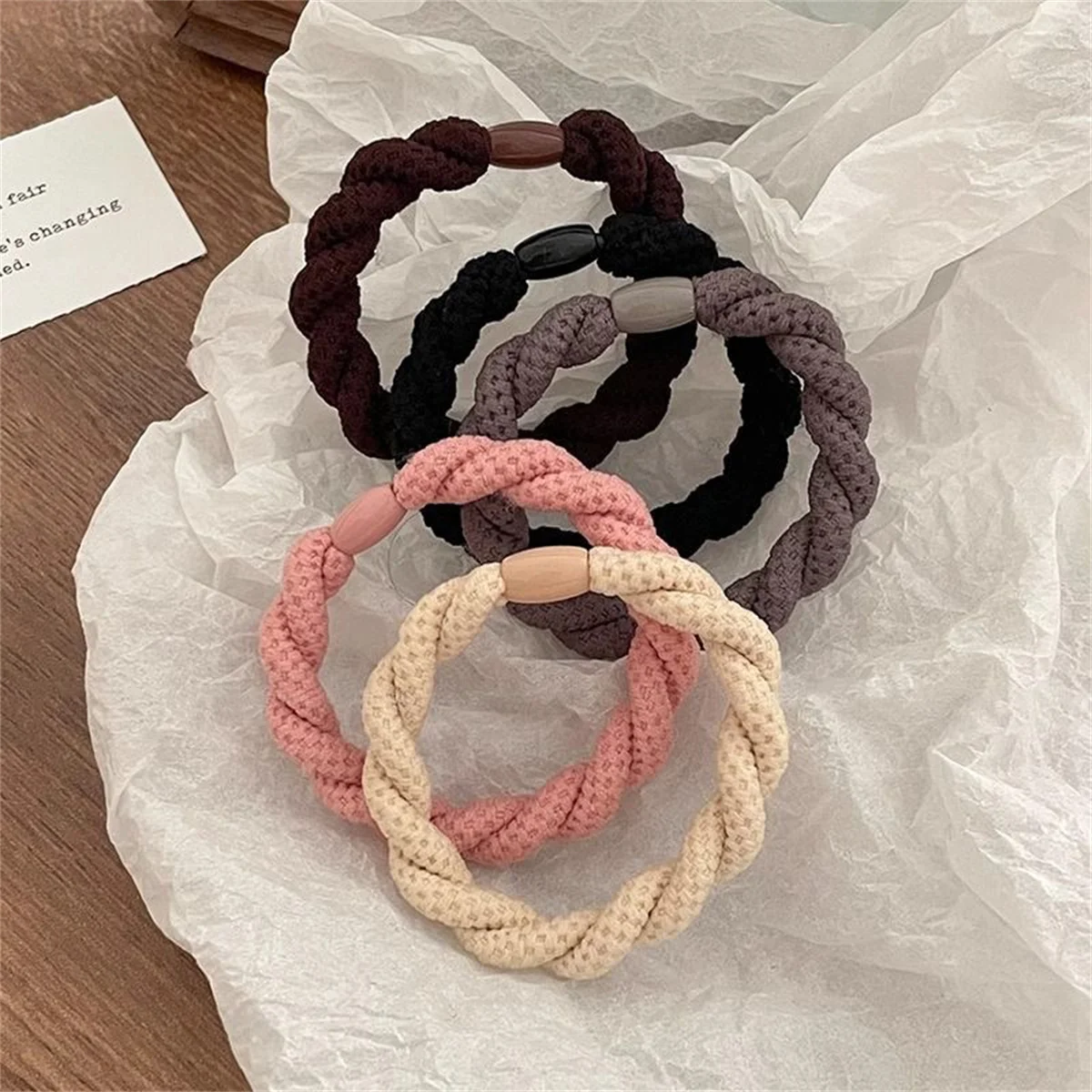 5pcs/Set Twisted Hair Ties Thick Rubber Bands Elastic Hair Band Women Hair Accessories Basic Daily Headwear