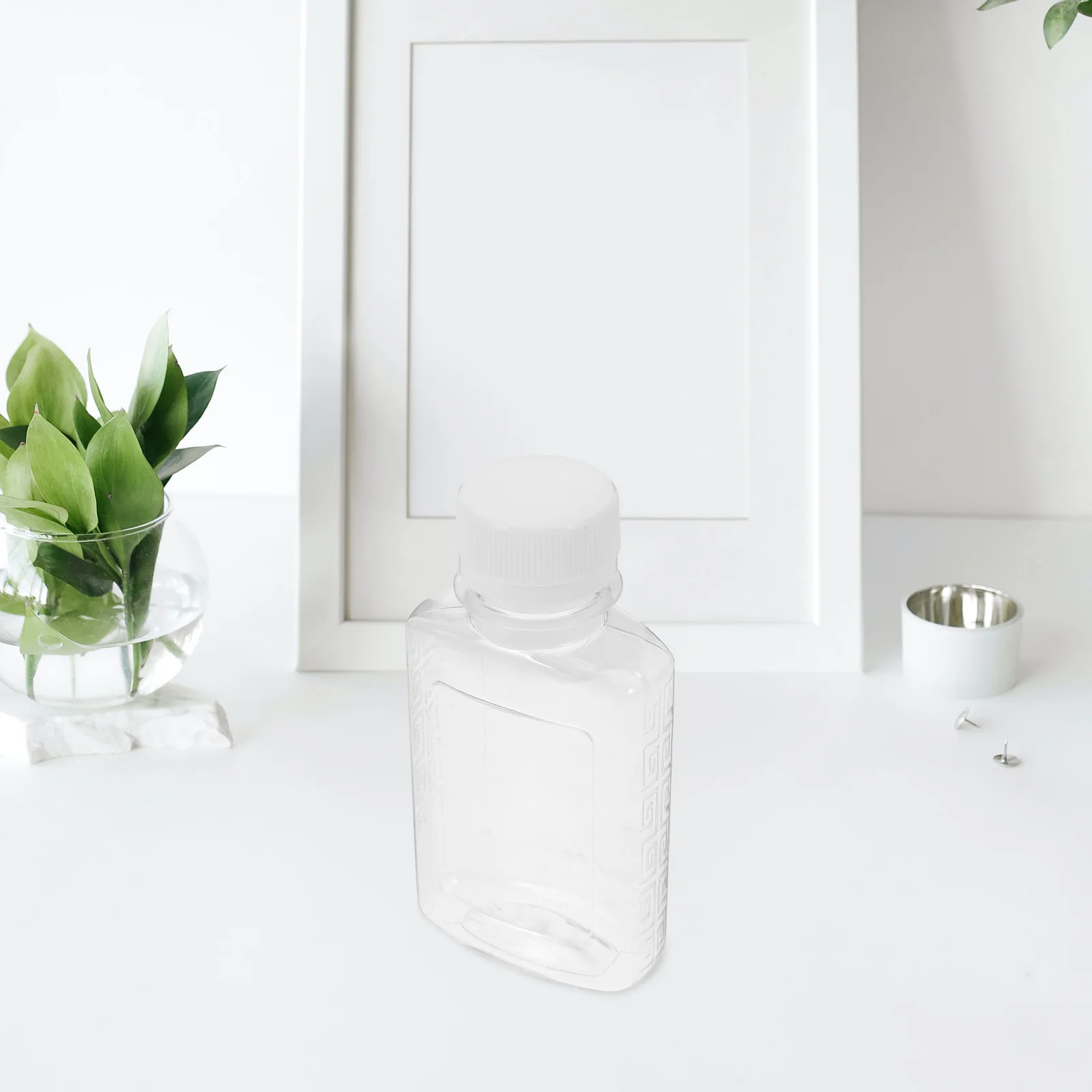 

6pcs 100Ml Square Clear Plastic Juice Bottles Reusable Empty Beverage Containers For Smoothie Milk Tea Drinking Portable Mini