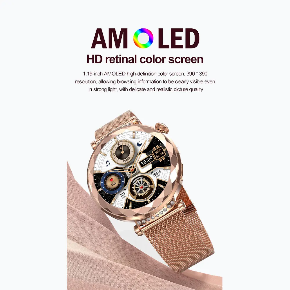 GEJIAN 2025 New AMOLED Women Smart Watch NFC Heart Rate Monitoring Bluetooth Call GPS Motion Trajectory Tracking Smartwatches