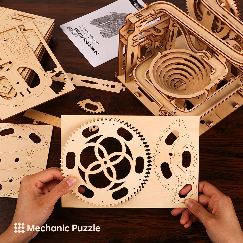 Puzzle in legno 3D fai da te Marble Run Building Block Kit modello artigianato decorazione educazione Puzzle giocattoli regali di compleanno per bambini