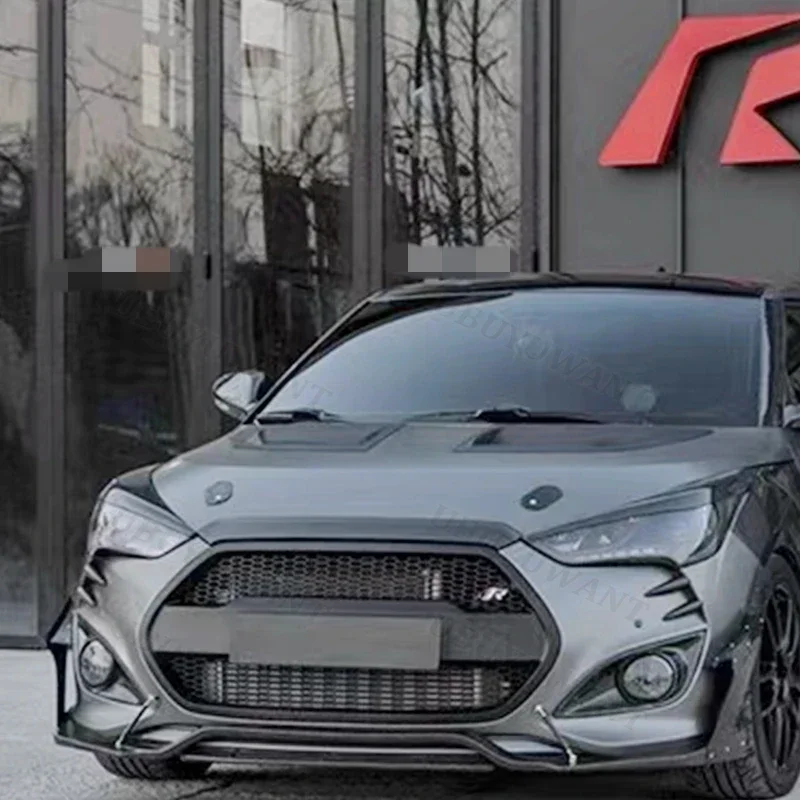 Use For HYUNDAI Veloster (Turbo Only For 1.6T) Carbon Fibre/frp Car Kidney Grill Front Bumper Gloss Black Racing Grill