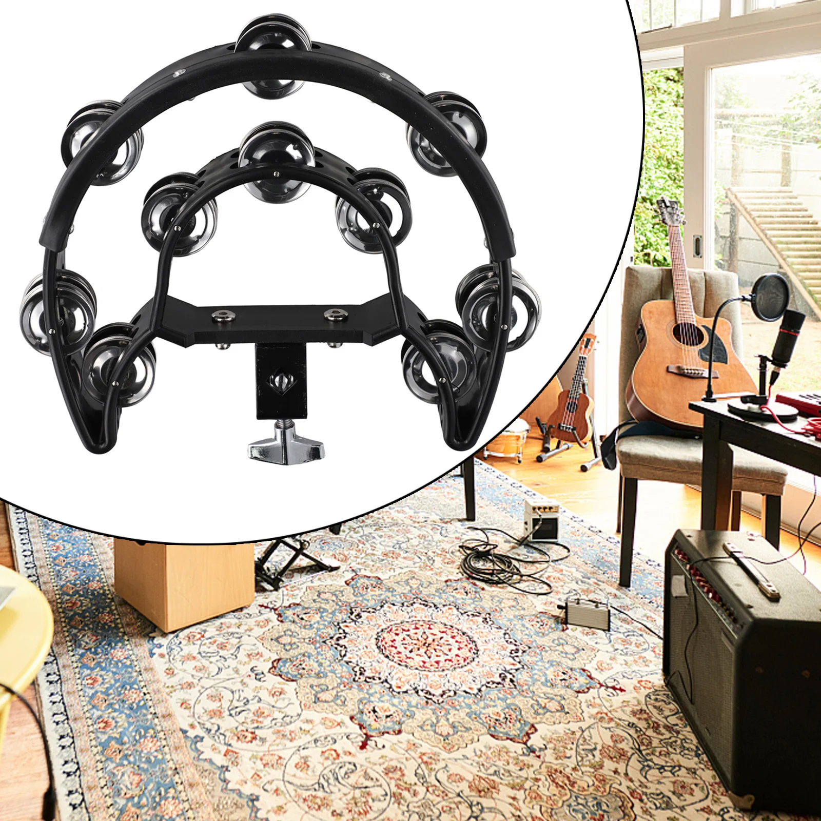 Entertainment Hi Hat Tambourine Parts Jingle KTV Rattle Bell Versatile Bright Double Row Drum Hand Light Metal