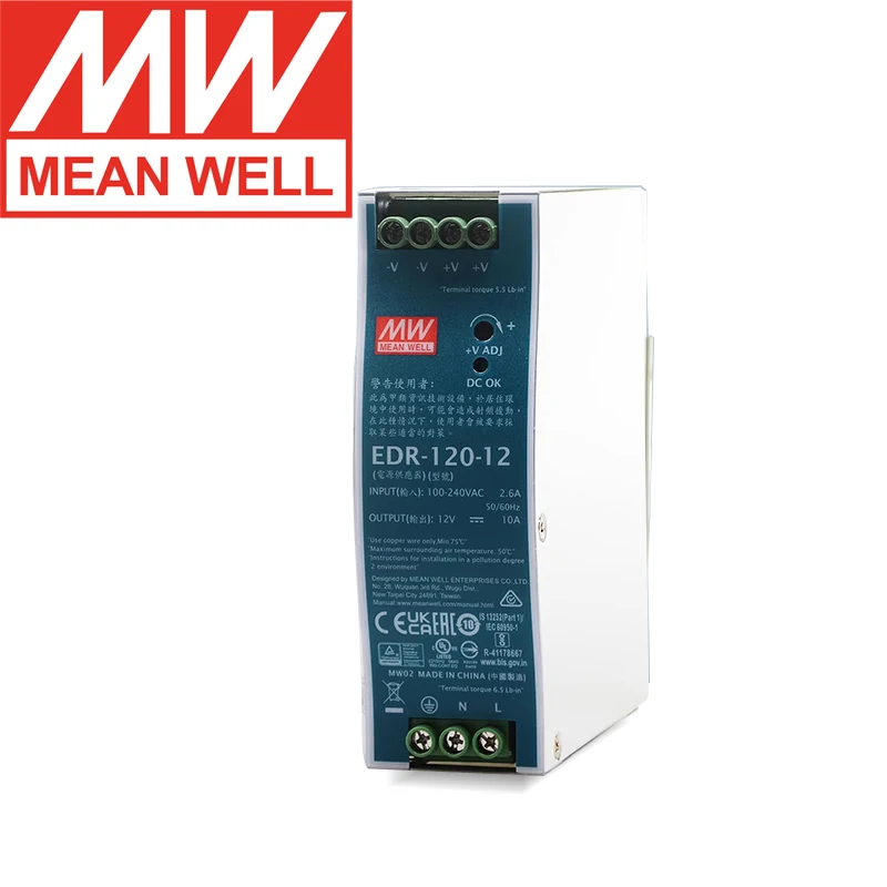 Mean Well EDR-120 12V 24V 48V EDR-150-24 MEANWELL Din Rail Switching Power Supply