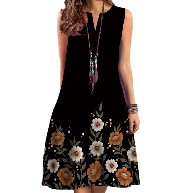 Summer n Damen Dr Cross-Border Independent Station V-Ne Svel Sexy Print Midirock Hohe Taille Gestrickte Pol...