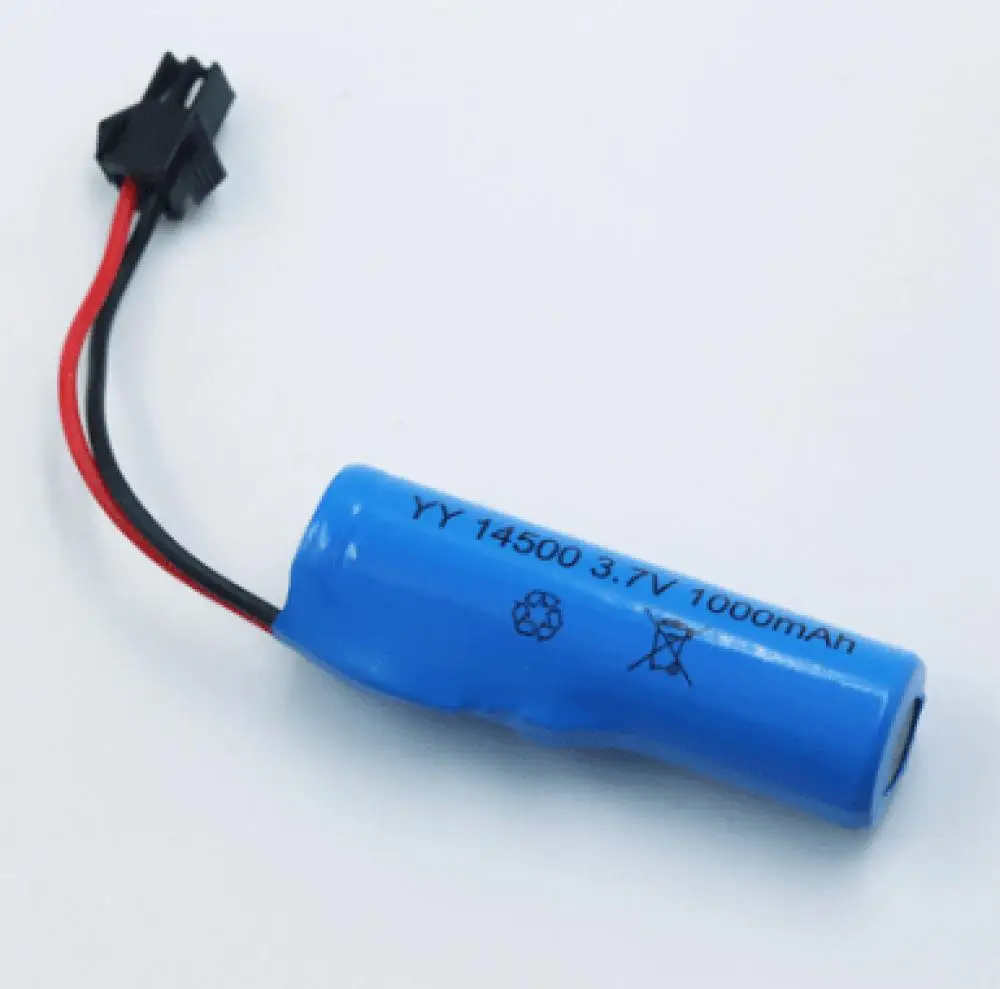 3.7V 1000mAh 14500 Lithium Battery With SM-2P Interface Charging For Wireless Control Models Machines Tanks Toys