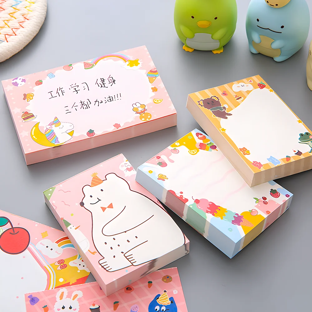 Cute Kawaii Sticky Notes Frog Bear Fruit Memo Pad Post Notepad Aesthetic Stationery Shopping Check List To Do Tab Planner Agenda