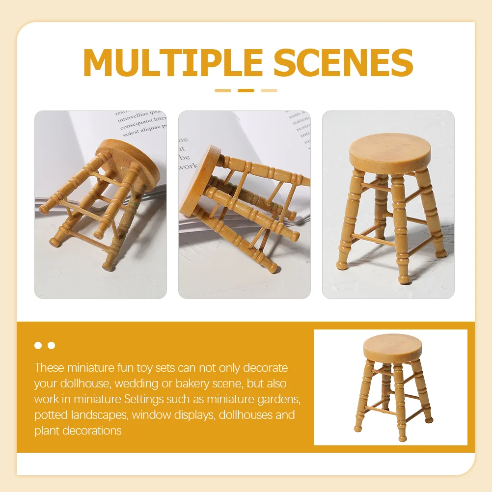 Taburete redondo de troncos, decoración, Mini muebles de madera para casa, accesorios en miniatura, silla navideña de Jesús de madera