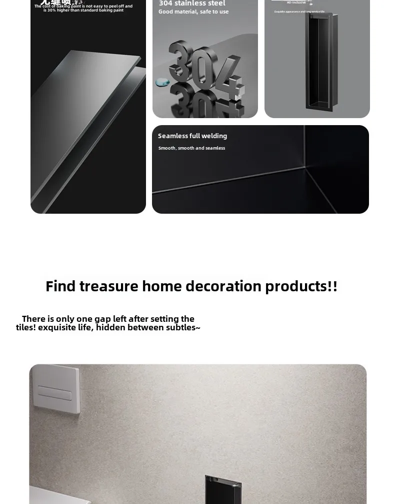 Toilet Tissue Box Concealed Stainless Steel Niche Brush Recessed Trash Can