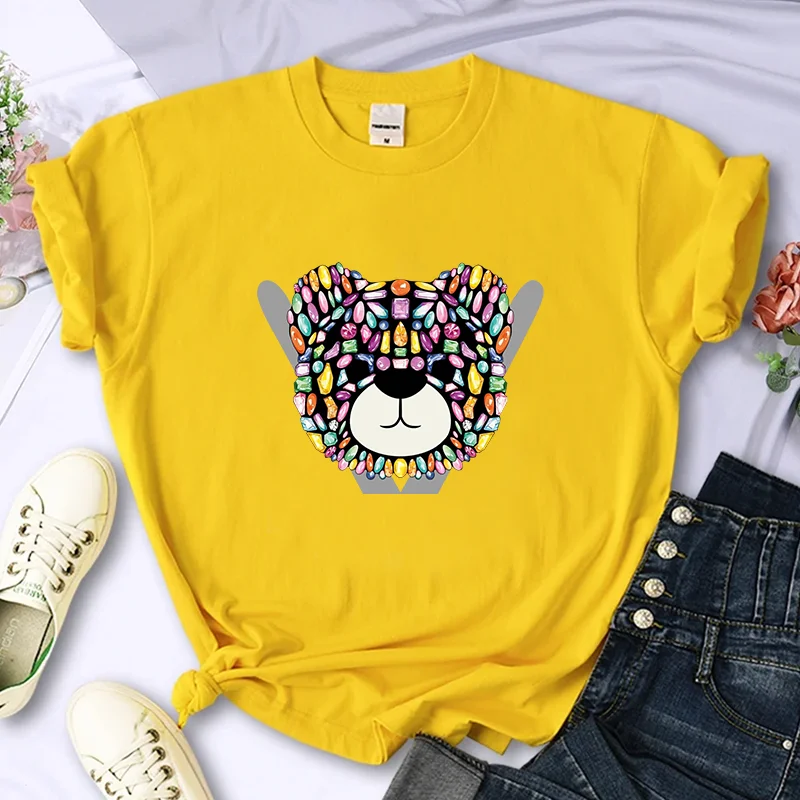 Color Bear For Women's Luxury Brand High-Quality Summer Print T-shirt 100% Cotton Casual Oversized Y2k Personality Sleeve O-neck