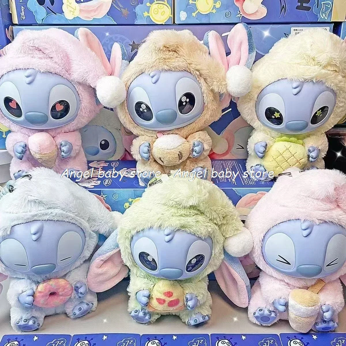 

6pcs New Stitch Eat Some Thing Before Sleep Series Vinyl Blind Box Bag Pendant Cute Plush Doll Mystery Box Toy Surprise Gifts ！*