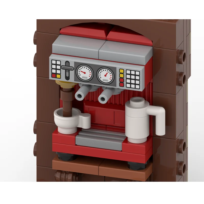 Moc Building Bricks Coffee Booth Model Building Technology Modular City Street View Model Blocks Construstion Toy Holiday Gifts