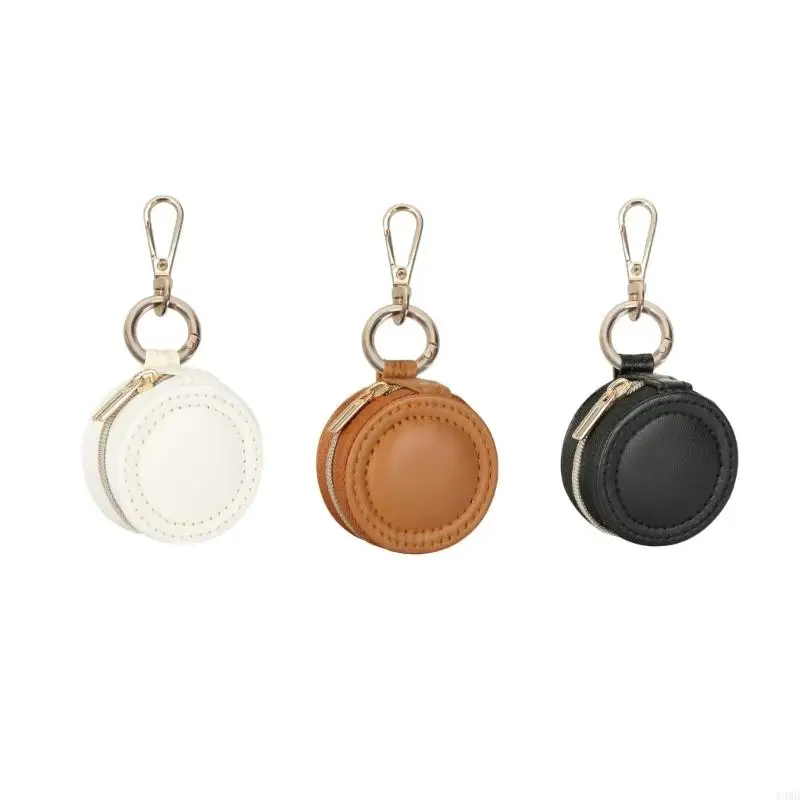 Portable Ring Holder Keychain Box Secure Closure Soft Plush Lining Gym Travel Jewelry Storage Case F3MD