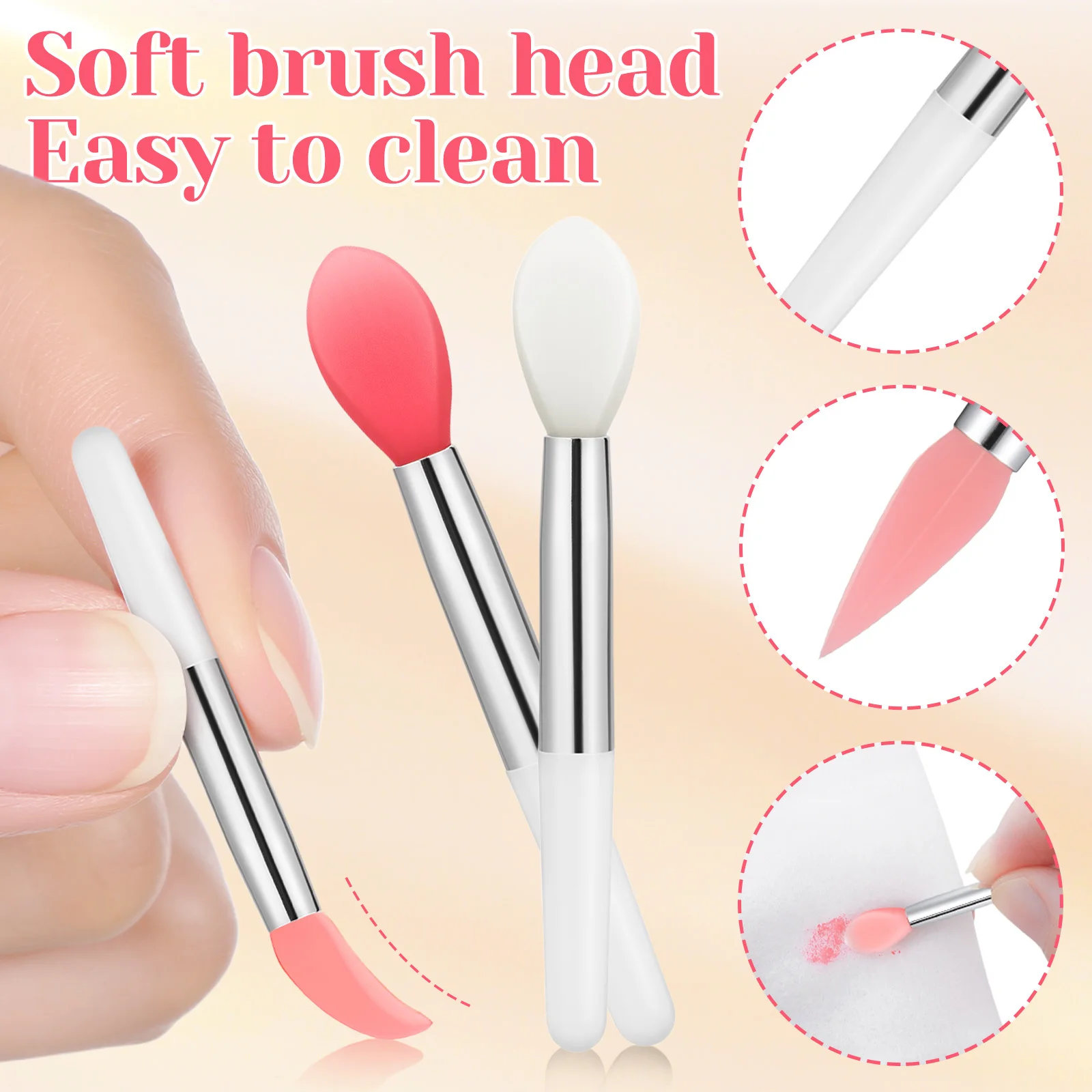 6 pennelli per labbra in silicone a testa singola, morbidi, portatili, leggeri, applicatori per rossetti, set per strumenti per il trucco in crema balsamo per labbra lucidalabbra