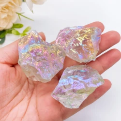 1PC Natural Crystal Aura Clear Quarz Electroplated Glitter Raw Stone Mineral Specimen Home Decoration Reiki Healing Gift