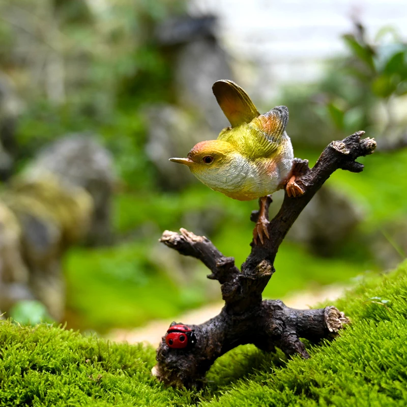 Simulation magpie ornament garden bonsai rockery landscaping decoration resin bird desktop living room porch furnishings