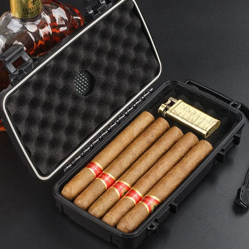 2026 New Travel Cigar Humidor Case - Portable Cigar Box with Humidifier Disc , Waterproof, Crushproof, Airtight, Durable